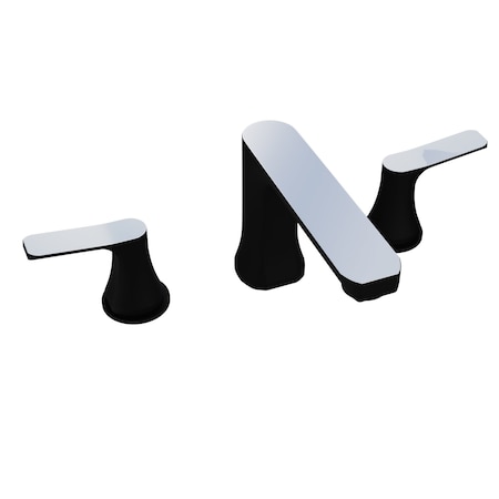 2-Handle 3-Hole Widespread Bathroom Faucet In Matte Black And Chrome